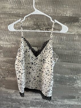 a new day Black & White Spotted Lace-Trim Cami
